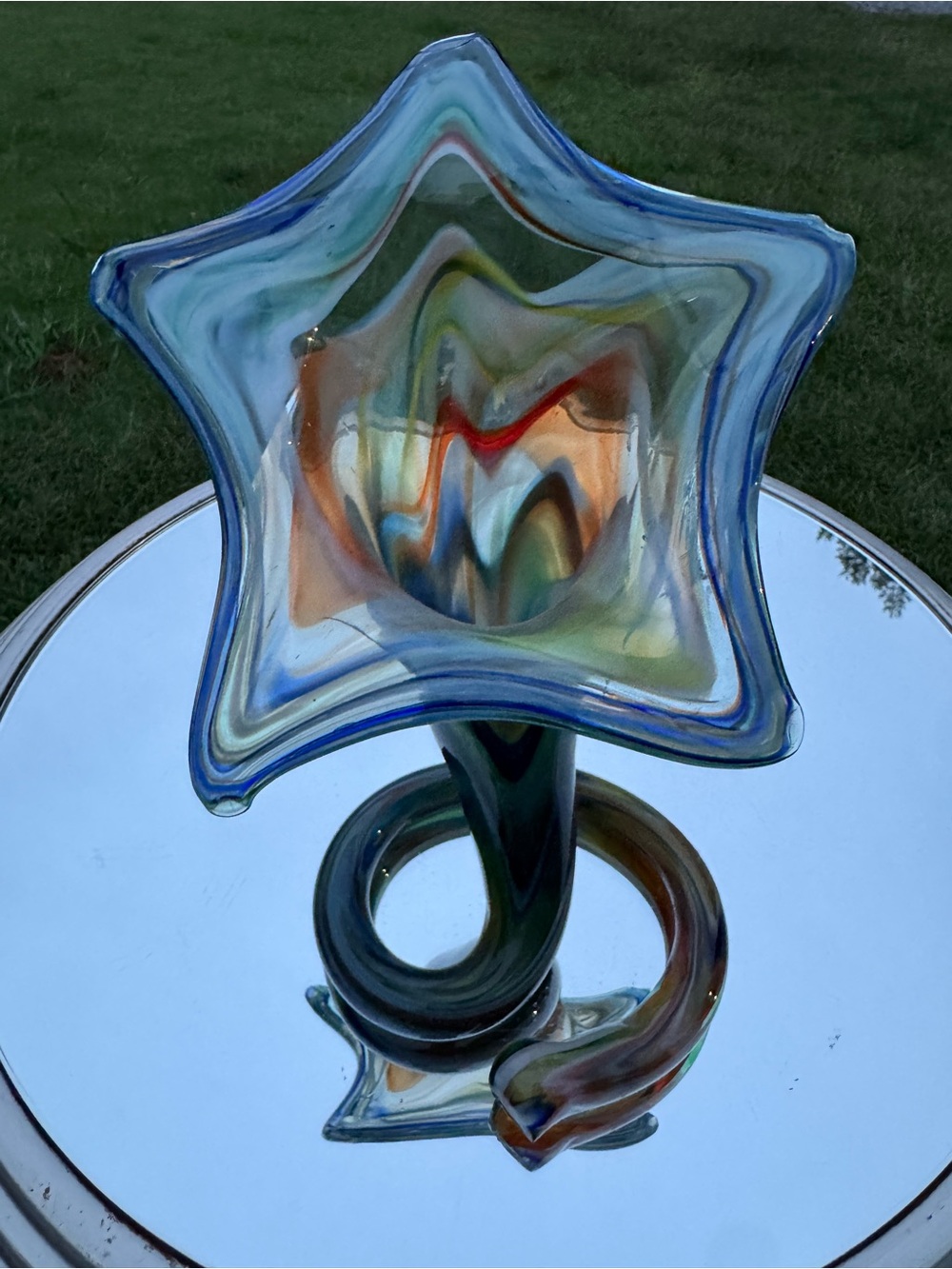 Handblown Multicolor Star Glass Vase - Decorative Home Art